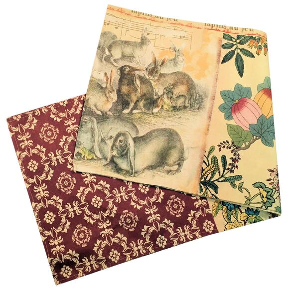 Bunnies Rabbit Field Day Table Runner 4 Seasons Indoor Outdoor Tan 13x72" NEW - Picture 5 of 6